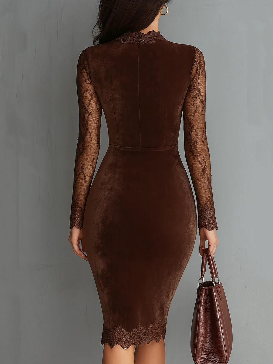 MARCO & BIANCA MILANO | AURÉLIA ABITO MINI IN VELLUTO CON MANICHE IN PIZZO DONNA