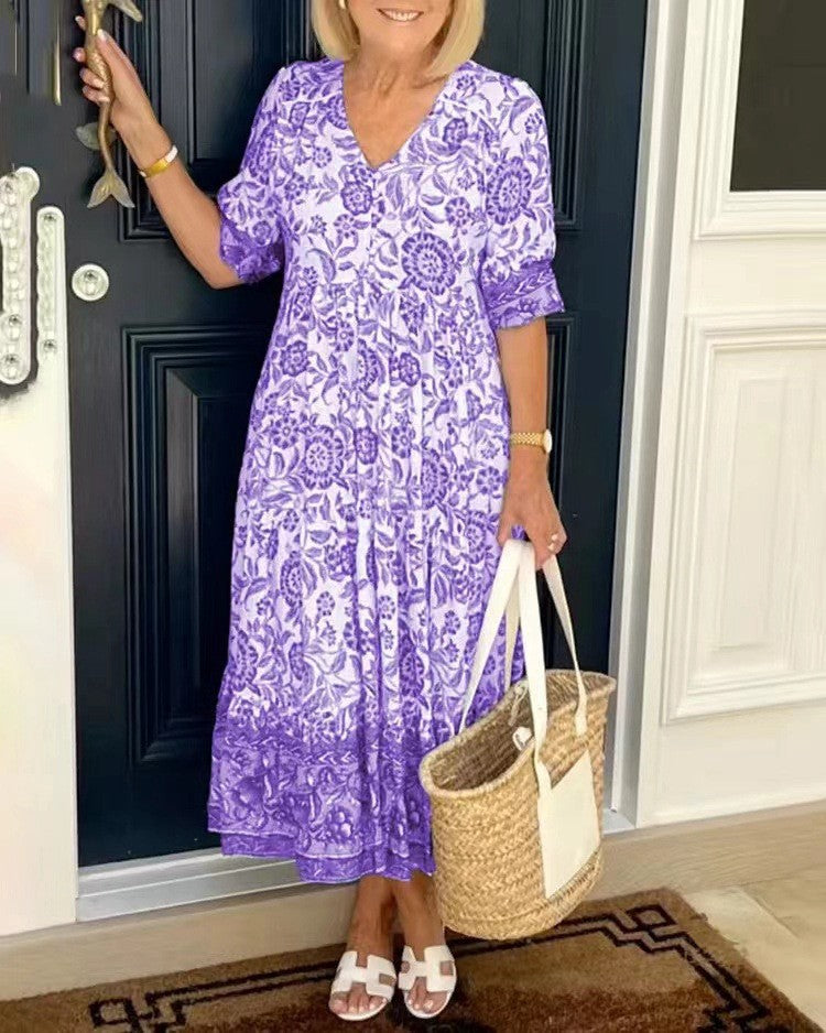 MARCO & BIANCA MILANO | ROCÍO ABITO MAXI FLOREALE CON SCOLLO A V DONNA