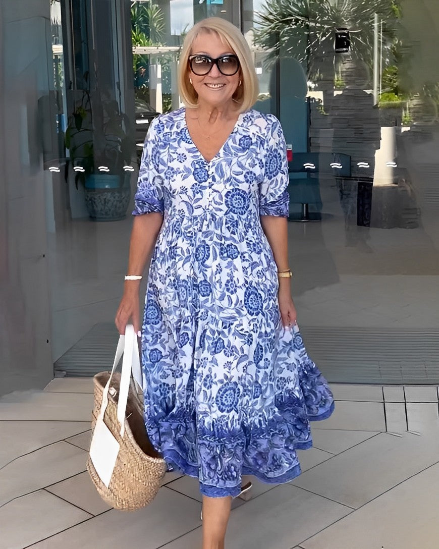MARCO & BIANCA MILANO | ROCÍO ABITO MAXI FLOREALE CON SCOLLO A V DONNA