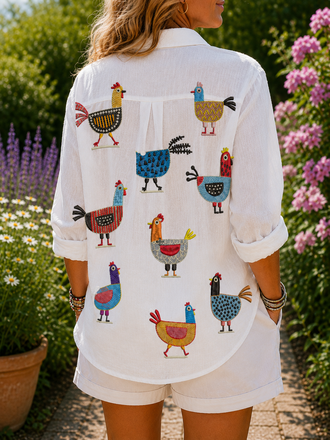MARCO & BIANCA MILANO | BLUSA GALLINE GIOCOSE DONNA