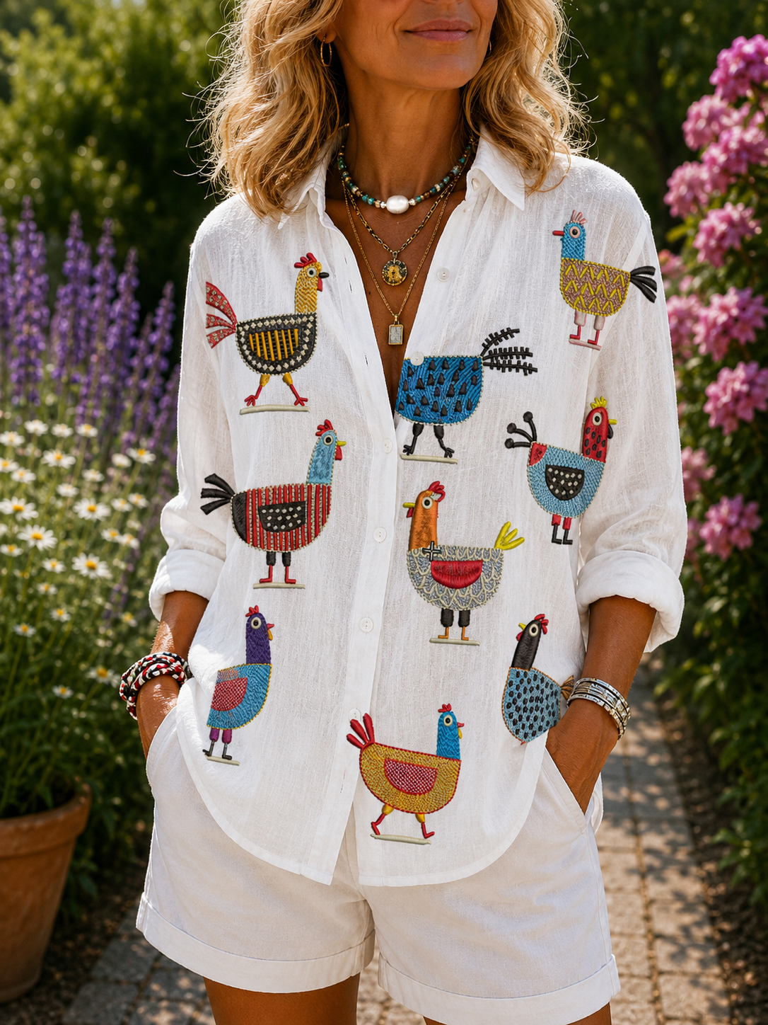 MARCO & BIANCA MILANO | BLUSA GALLINE GIOCOSE DONNA