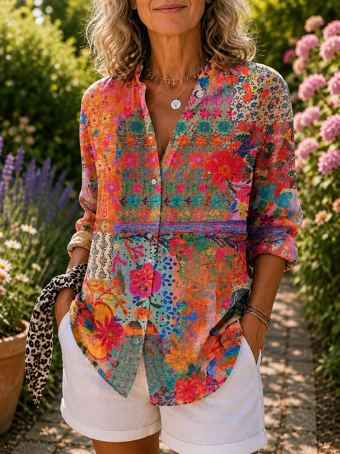 MARCO & BIANCA MILANO | BLUSA ARTISTICA VIBRANTE CON ABBOTTONATURA DONNA