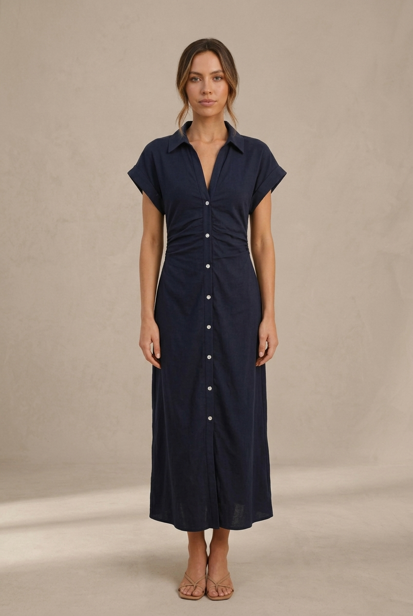 Denim | Abito midi con bottoni