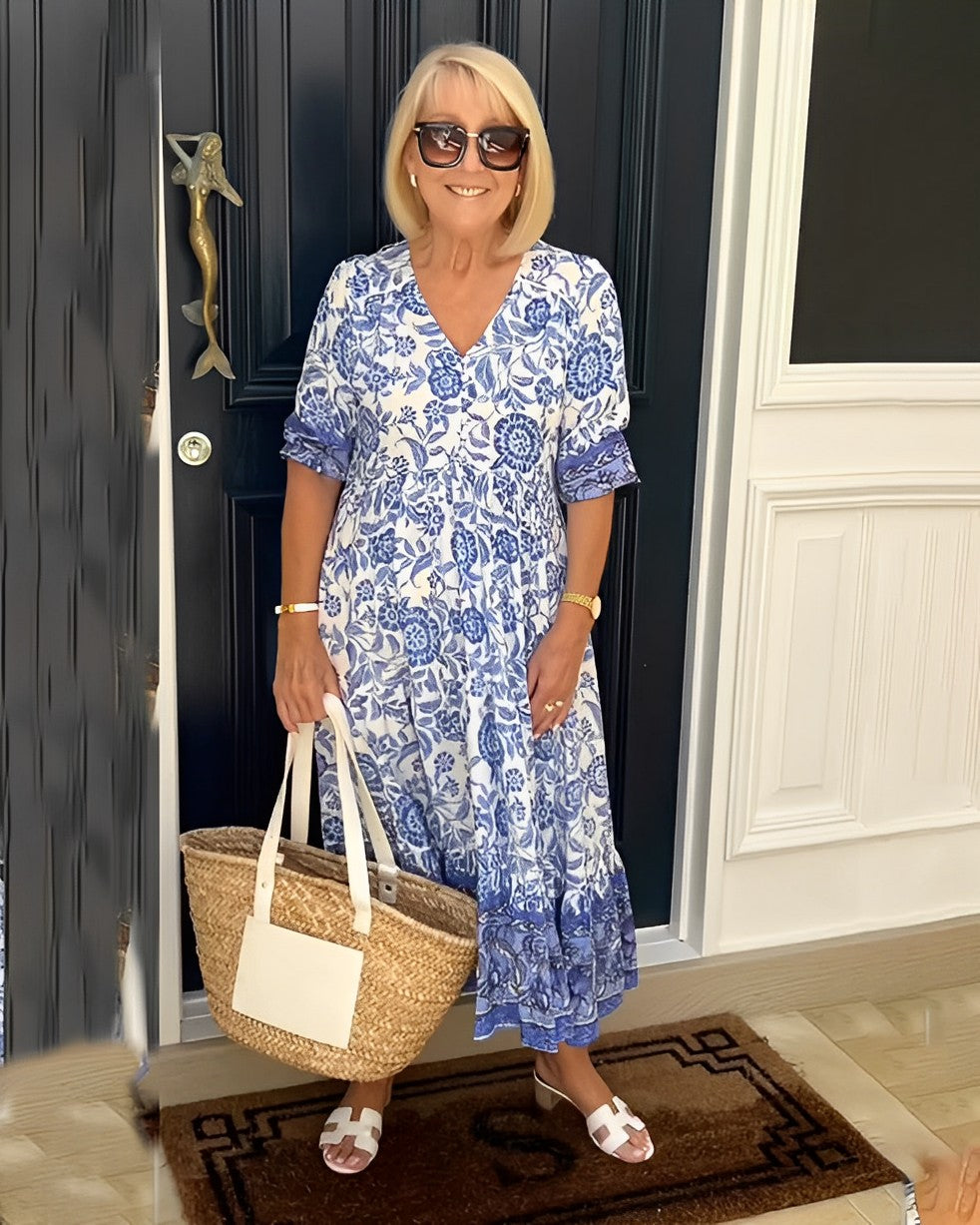 MARCO & BIANCA MILANO | ROCÍO ABITO MAXI FLOREALE CON SCOLLO A V DONNA