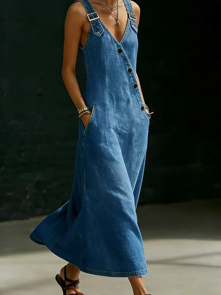 MARCO & BIANCA MILANO | VERA ABITO LUNGO IN DENIM CON BOTTONI DONNA