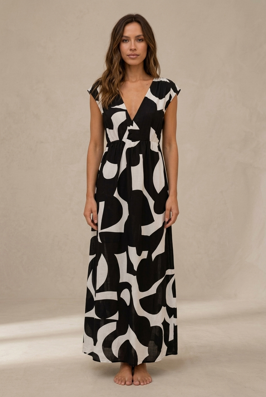 Camelia | Abito midi fluido con stampa vibrante