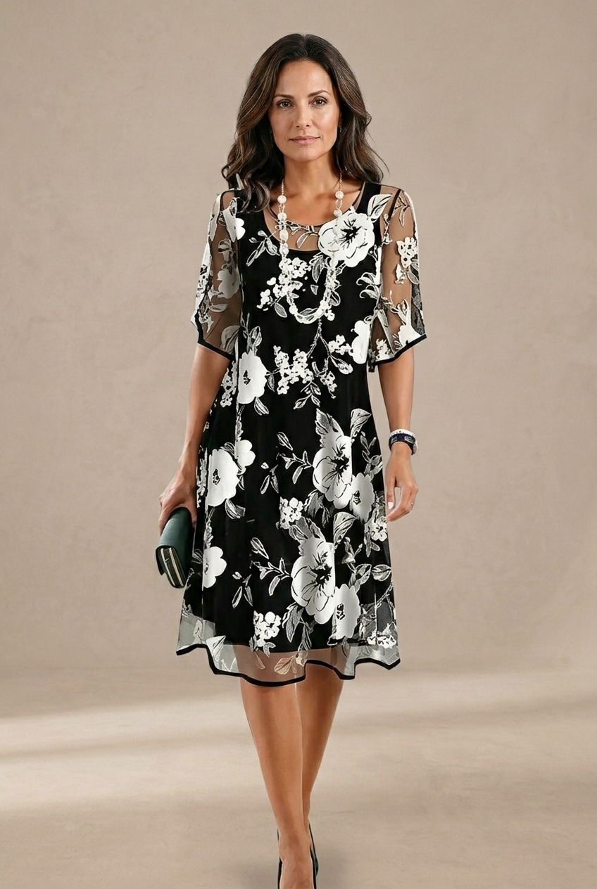 Elisa | Elegante abito in chiffon floreale