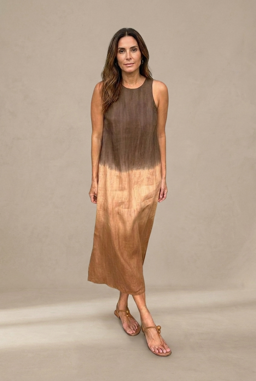 MARCO & BIANCA MILANO | MARÍA ABITO MAXI FLUIDO SFUMATURA ELEGANTE DONNA