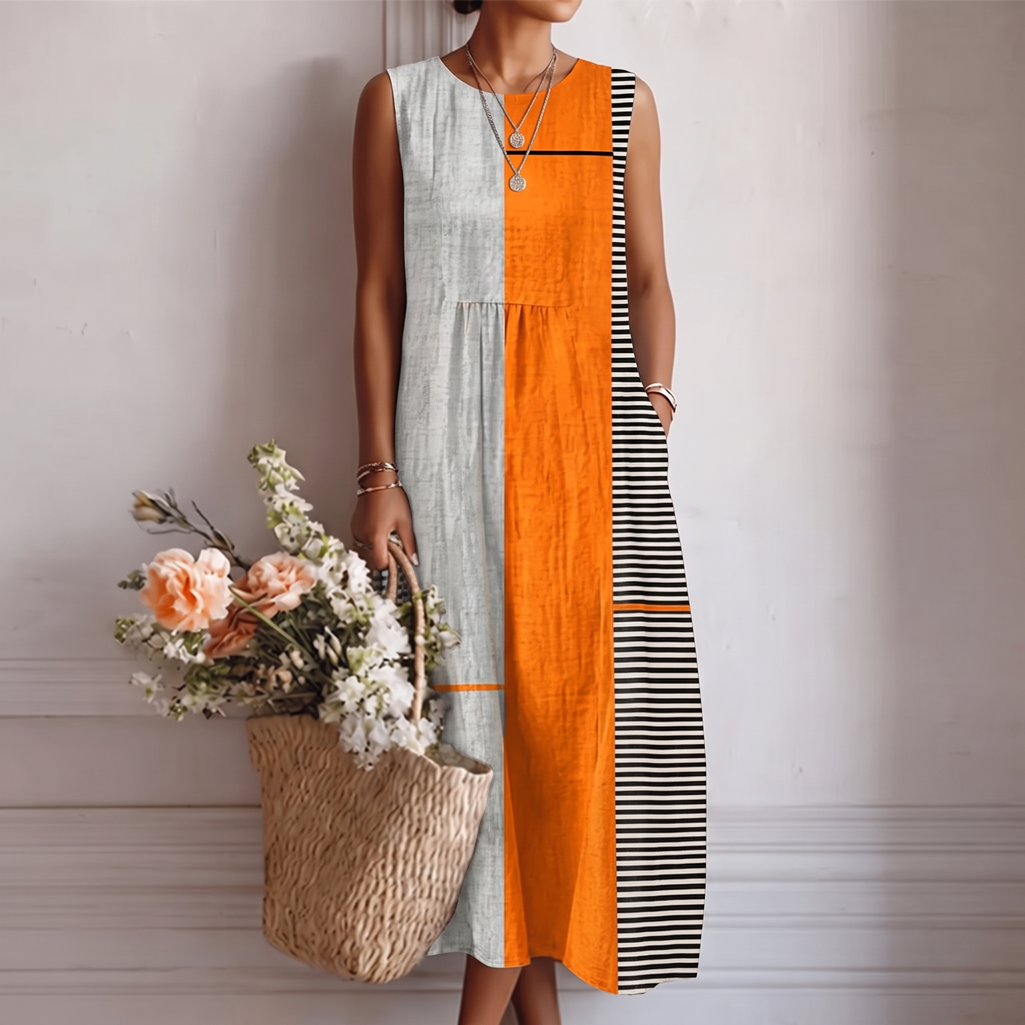 MARCO & BIANCA MILANO | ABITO MIDI ARANCIONE QUOTIDIANO DONNA