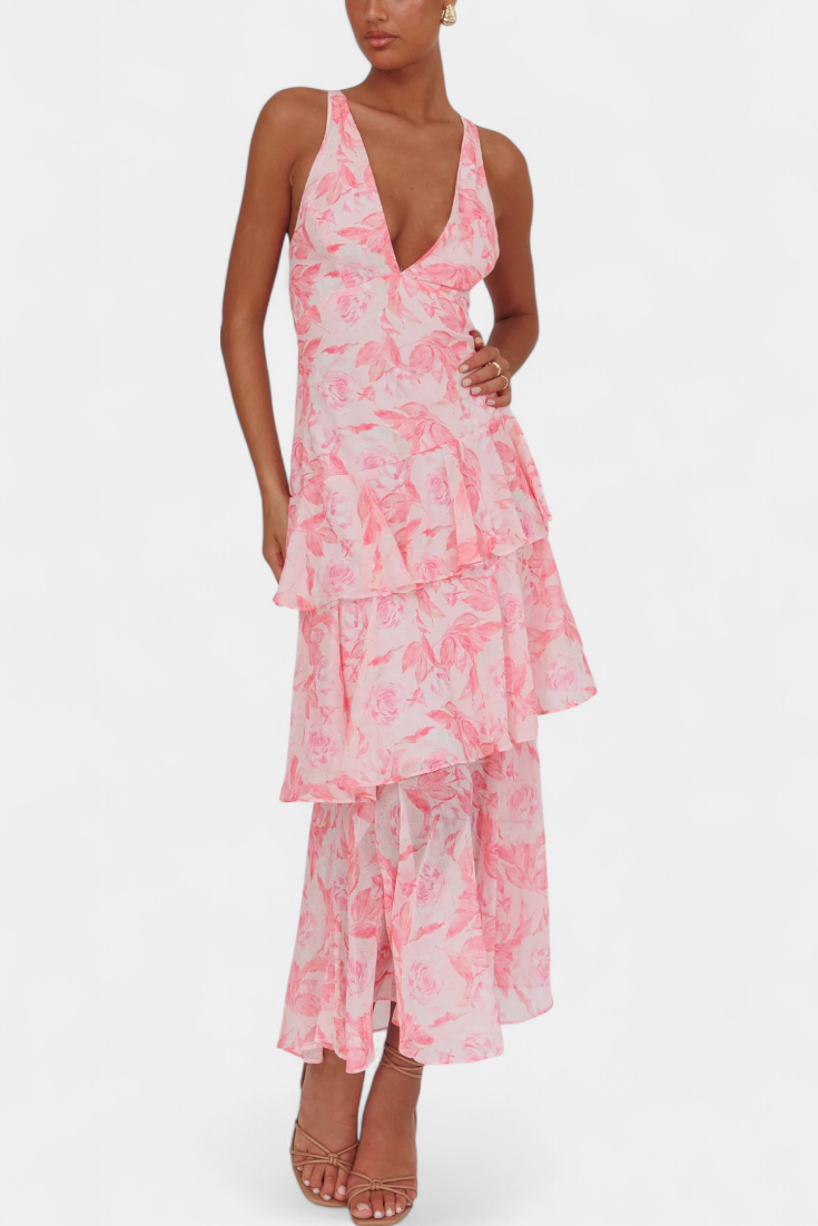 Domenica | Abito in chiffon con scollo a V
