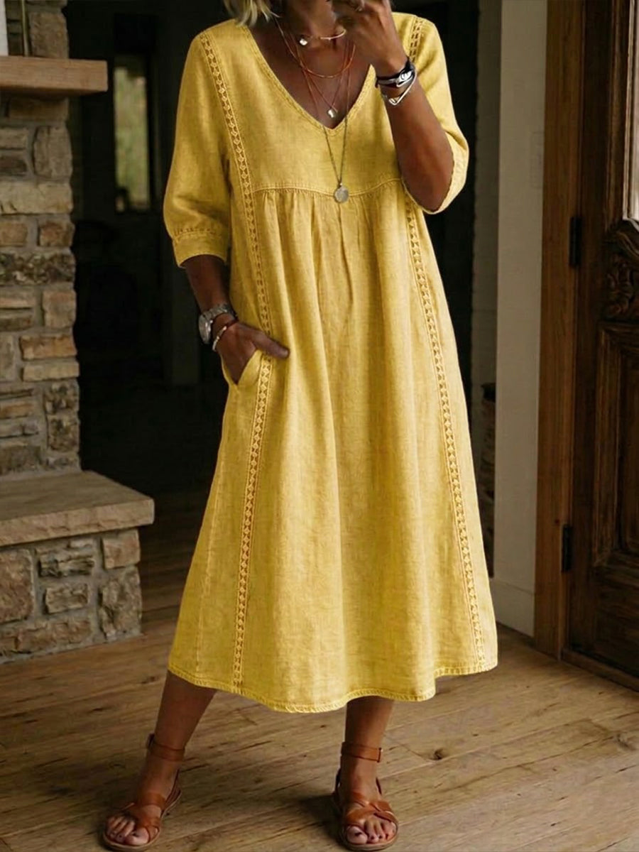 Alba | Abito maxi con stampa floreale artistica e cotone premium