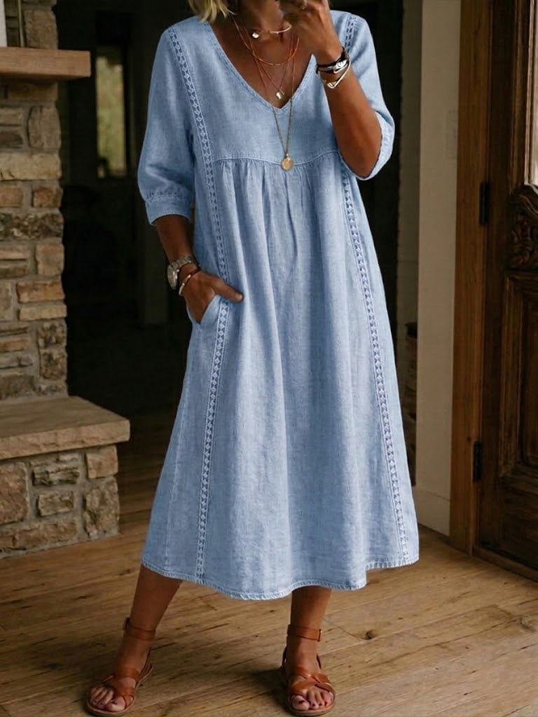 Alba | Abito maxi con stampa floreale artistica e cotone premium