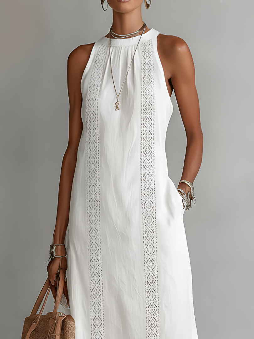 MARCO & BIANCA MILANO | JIMENA ABITO MIDI IN LINO CON COLLO MAO DONNA