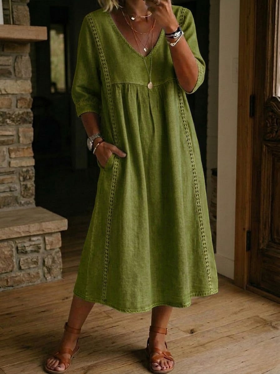 Alba | Abito maxi con stampa floreale artistica e cotone premium