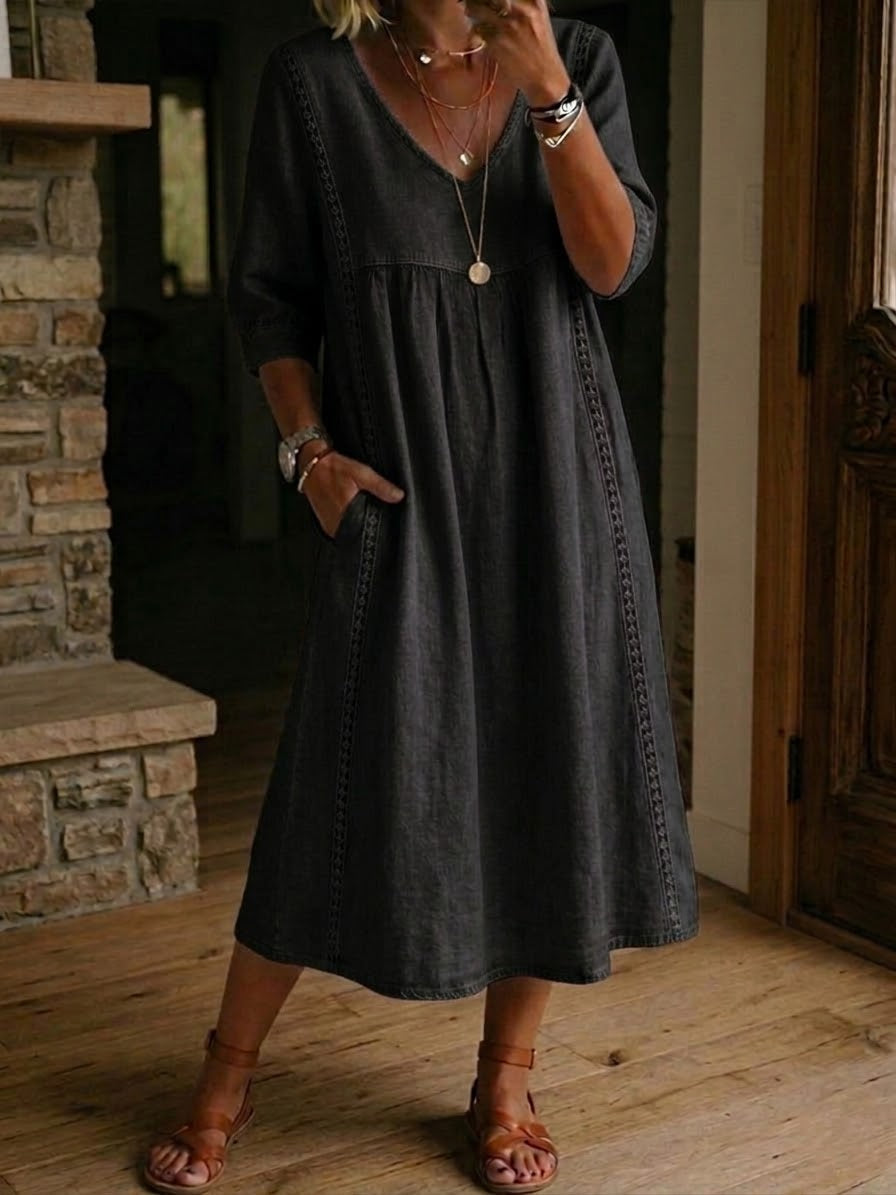 Alba | Abito maxi con stampa floreale artistica e cotone premium