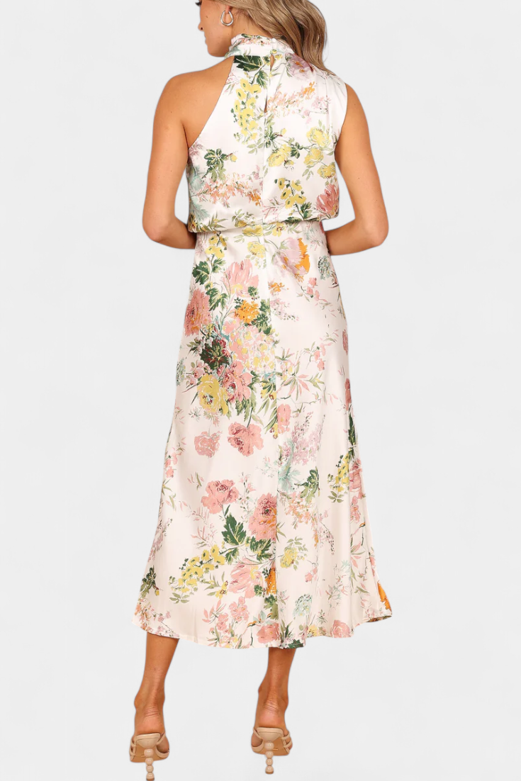 Lisa | Maxi Abito Floreale con Collo all'Americana