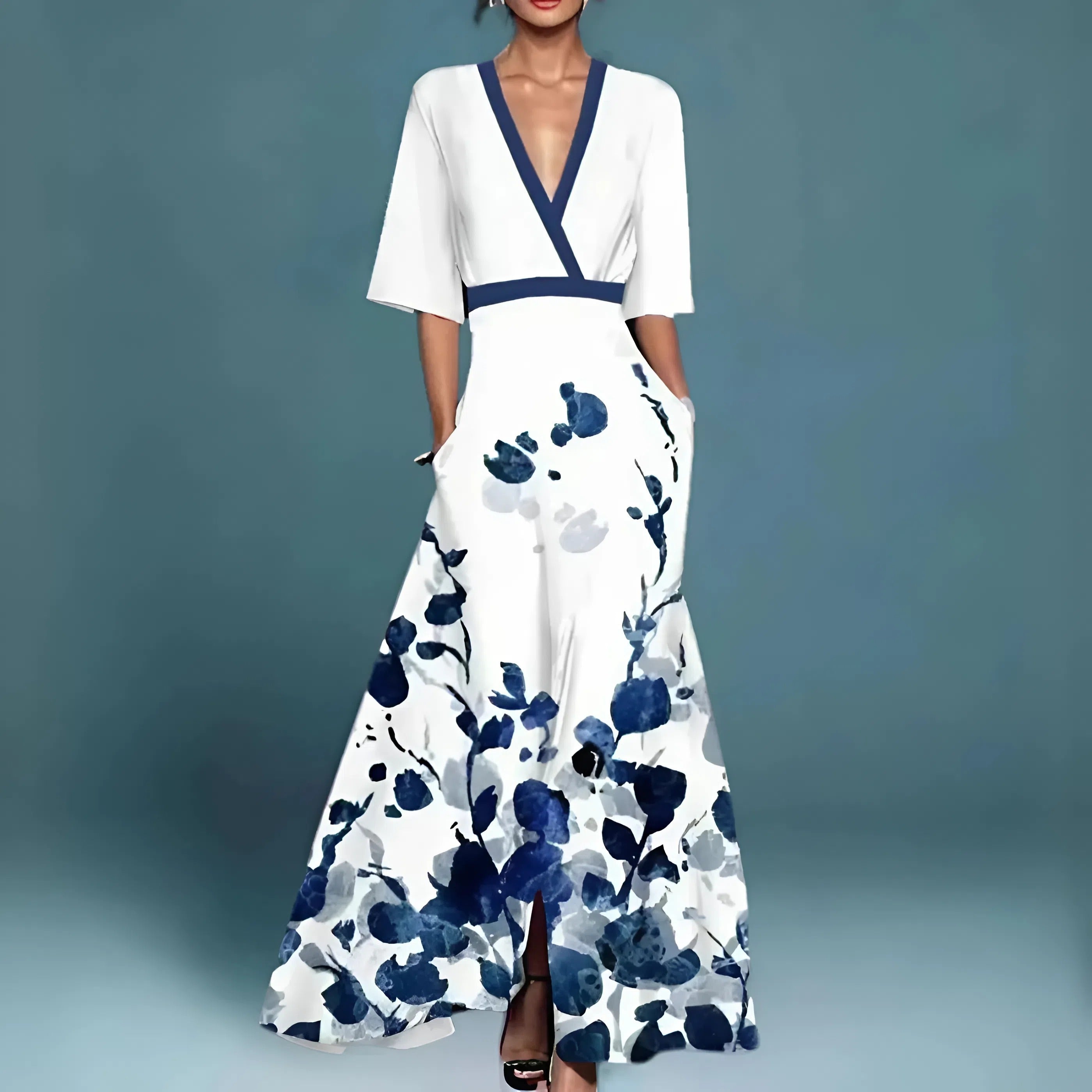 Valentina | Elegante Abito Lungo con Scollo Profondo