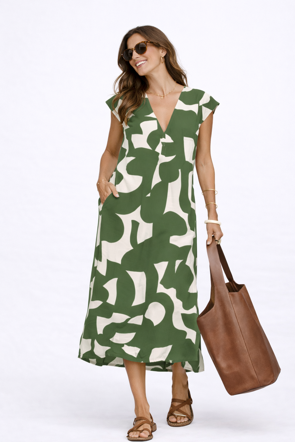 Camelia | Abito midi fluido con stampa vibrante